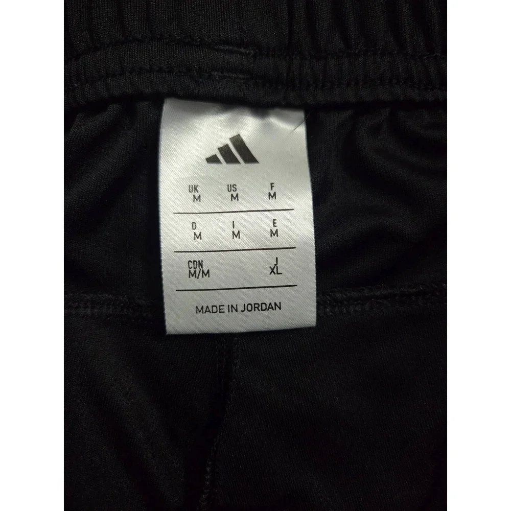 Adidas Mens Soccer Shorts Black White 3-Stripe Athletic Training Pockets Size M